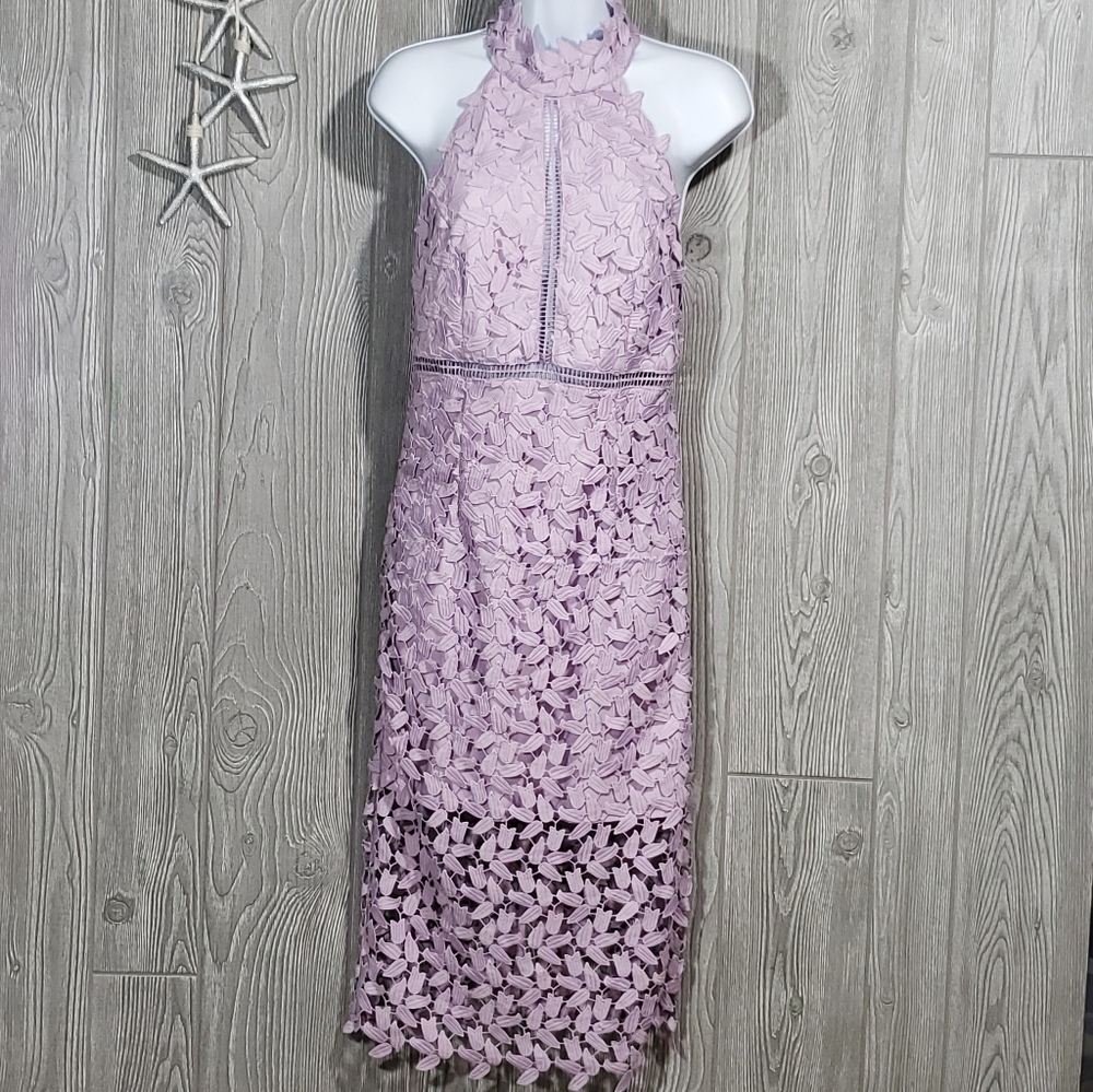 Bardot Gemma Dress Size 6 Halter Embroidered Lace Sleeveless Wedding